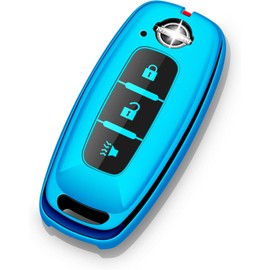 ZSPDACC for Nissan Key Fob Cover 3 Buttons Car Key Case Kicks Pathfinder Rogue Ariya 2025 2024 2023 Accessories Blue