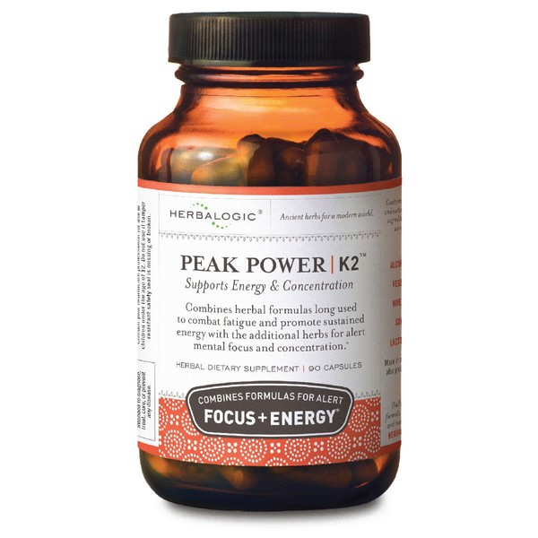 Herbalogic - Peak Power Capsules - Natural Energy & Focus - Effective Support for Adrenal Health & Mental Concentration- Contains American Ginseng & Astragalus - 90 Cap Count