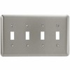 AMERELLE 2T4PW Devon Steel Wallplate, 4 Toggle, Brushed Nickel