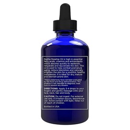 Radha Beauty Radha Beauty 4 oz Organic Rosehip Seed Oil 100% Pure Cold Pressed - Great Carrier Oil for Moisturizing Face, Hair, Skin, & Nails, Hydrating and Nourishing