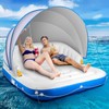 Floating Island with Canopy, Heavy Duty Inflatable Water Lounger Raft