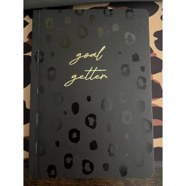 Jot Goal Getter Matte Black Leopard Print Notebook Blank Color Pages