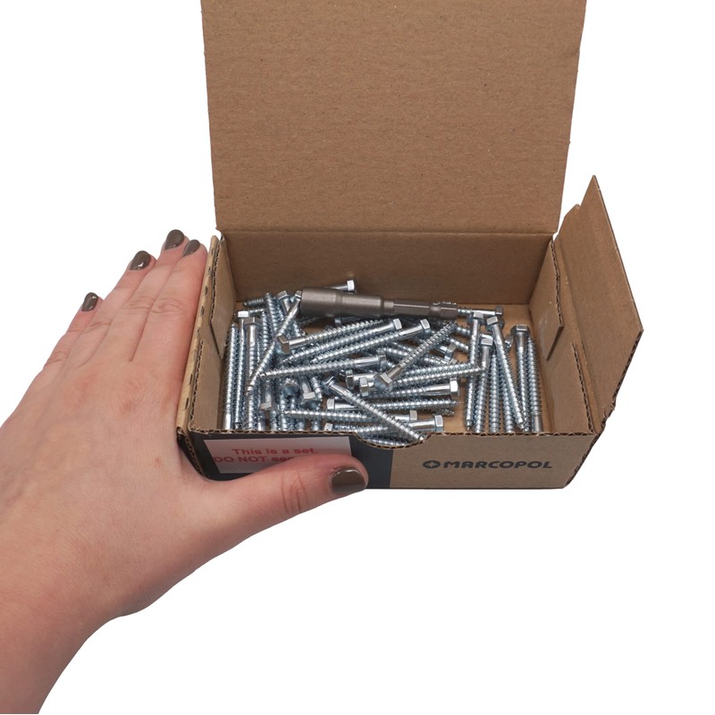 (Pack of 50) DIN 571 Galvanised Steel Hexagon Wood Screws