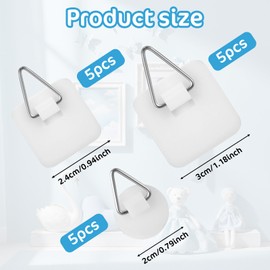 Classicseali 15pcs Quick Stick Picture Hangers,Self Adhesive Picture Hangers,No Nails Required, Quick Stick Pictures Hanger, for Pictures Frames, Foam Board, and Wall Art,Round and Square