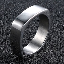 Jude Jewelers Stainless Steel Square Shaped Classic Simple Plain Wedding Band Ring, Metal, Cubic Zirconia