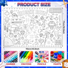 Baseball Giant Coloring Poster Baseball Large Versatile Drawing Paper Coloring DIY Tablecloth for Boys Girls Sport Theme Game Art Craft Coloring Table Cover Poster Home School Classroom Party Supplies