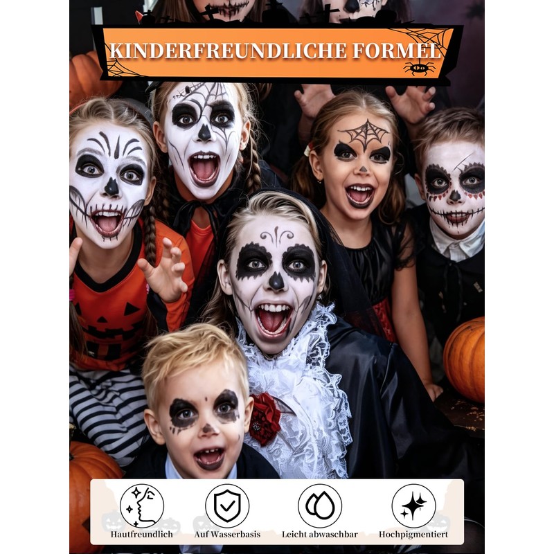Oiomniv Halloween Make-Up Black White Set Carnival Make-Up Face Paint