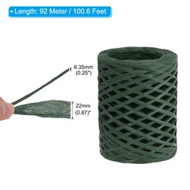 PATIKIL Raffia Ribbon 100 Yard, 1 Roll Natural Packing Paper Twine String for Crochet Box Wrapping Craft Holiday Decor, Dark Green