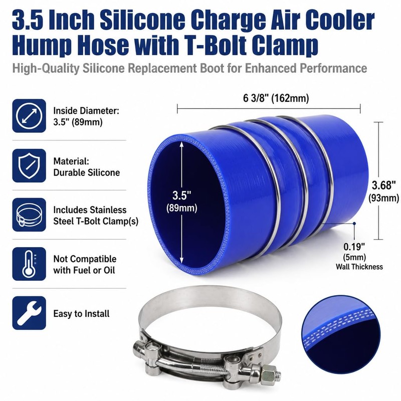 3.5 Inch Silicone Charge Air Cooler Hump Hose Boot Set