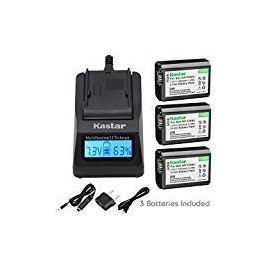 Kastar Fast Charger and Battery (3-Pack) for Sony NP-FW50, NPFW50 and Alpha 7, a7, a7R, a3000, a5000, a6000, NEX-3, NEX-5, NEX-6, NEX-7, NEX-C3, NEX-F3, SLT-A33, SLT-A35, SLT-A37, SLT-A55V, DSC-RX10