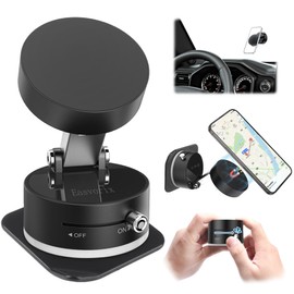 Easvorix Vacuum Magnetic Phone Holder with Metal Ring Compatible with iPhone All Phone, Portable Universal Collapsible Magnetic Phone Stand for Gym, Car Mount with Windshield Suction Cup