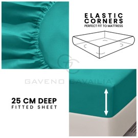 Polycotton Super King Fitted Sheet (180 X 200 Cm) - Super Soft Elasticated Corners Bed Sheets 25cm Deep Deep Teal
