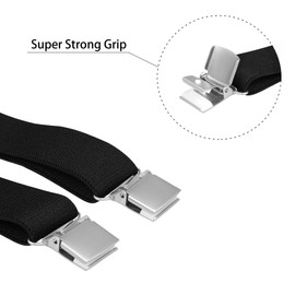 Buyless Fashion Suspenders for Men - 48" Elastic Adjustable Straps 1 1/4" - X Back - 5114-Black