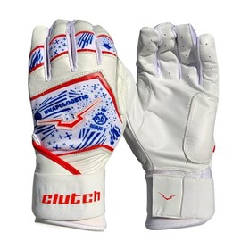 Clutch Sports Apparel Unapologetic Series Cabretta Leather Baseball and Softball Batting Gloves, Padded Stylish Design, Comfortable Grip Knit Finger Fit, Adults and Youth (Red/White/Blue, X-Small)