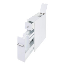 Spirich Slim Bathroom Storage Cabinet, Free Standing Toilet Paper Holder, Bathroom Cabinet Slide Out Drawer Storage, White