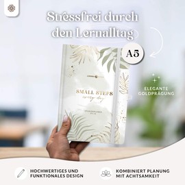 Lebenskompass® Study Planner 2025 2026 A5 "Botanical" - Semester Planner for University & Study, Diary with Timetable, Note Lists, Reflection, Hardcover with Gold Embossing