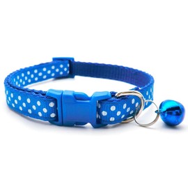 Doggie Style Store Small Dog Puppy Pet Cat Kitten Collar Spot Design Nylon Adjustable with Bell Blue