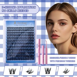AnyFairy Lash Clusters Kit 8-18mm DIY Lash Extension Kit Wispy Lash Clusters Individual Lashes Kit with Lash Bond and Seal, Lash Tweezers for Self Use,Beginner-Friendly (sylph 704)