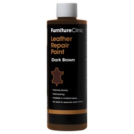 Furniture Clinic Leather Repair Paint | 2-in-1 Seal and Color | Use on Scratches, Tears, and Holes in Car Seats, Furniture | Quick and Easy Leather Repair Kit for Furniture (Dark Brown, 500ml/17oz)