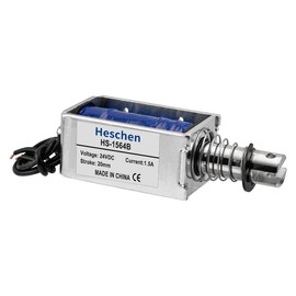 Heschen Solenoid Electromagnet, HS-1564B, DC24V 1.5A, 20mm Stroke, Force 60N, Push Pull Type, Open Frame, Linear Motion