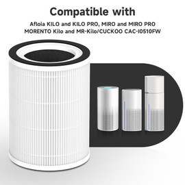 Breabetter 4-Pack Kilo Replacement Filter Compatible with Afloia Purifier Kilo and Kilo PRO, MIRO and MIRO PRO, and MORENTO Purifier Kilo/MR-Kilo, 360°3-Stage Filtration
