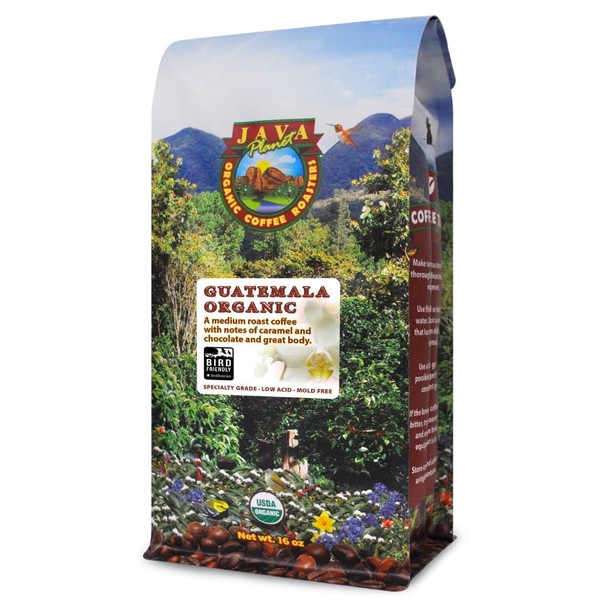 Java Planet, frijoles de café orgánicos, guatemaltecos de origen único, tostado medio de arábica, café de grano entero, certificado orgánico, Smithsonian Bird Friendly Certified 1 Pound (Pack of 1)