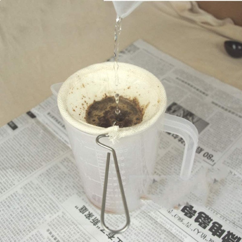 2Pcs Reusable Coffee Sock Filter Cloth Strainer Stainless Steel Handle