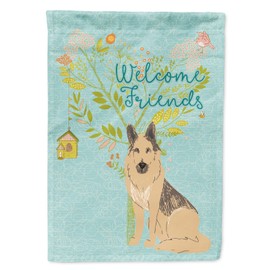 Caroline's Treasures BB7578GF Welcome Friends German Shepherd Garden Flag Mailbox Flag Decorative Yard Flag Banner Outside Patio Artwork Yard Flower Beds, Garden Size, Multicolor