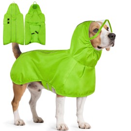 Kuoser Dog Raincoat, Waterproof Dog Jacket with Hood, Reflective Pet Rain Coat for Small Medium Large Dogs, Adjustable Lightweight Puppy Rain Gear for Outdoor Protection & Night Walks