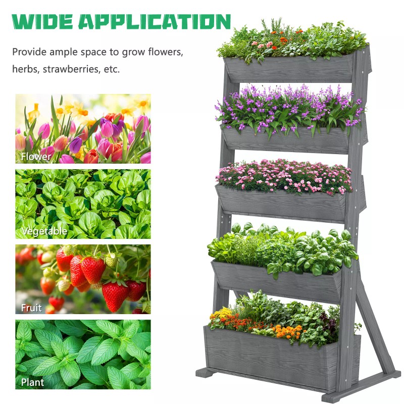 SLSY 5 Tier Garden Planters Raised Beds Freestanding Plant Stand