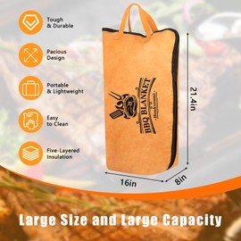 BBQ Blanket for Resting Meat,Smoker Meat Resting Blanket, Reusable Smoker Grilling Meat Insulated Resting Bag with Wide Mouth for Large Brisket/Pork Shoulders/Turkeys