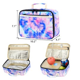 Kids Lunch Box Boys Girls Insulated Lunch Cooler Bag Reusable Lunch Tote Kit for School Travel (Tie-dye blue)