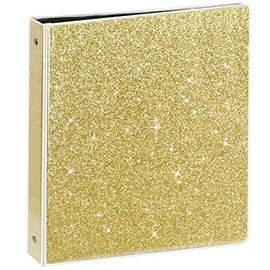 NatureTouch 3 Ring Binder, Glitter 1 Inch Binder Organizer (10.5'' x 11.5'' ) Holds 8.5’’ x 11’’ Letter Size 300 Pages, Waterproof Durable View Binder, 1 Pack, Gold