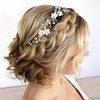 Asooll Flower Bride Wedding Hair Vine Silver Crystal Bridal Hairpiece