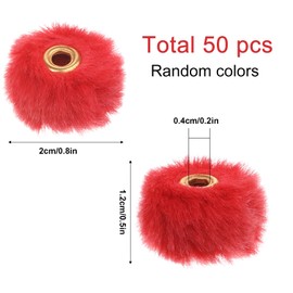 WJIAAA Pom Pom Beads, 50Pcs Mixed Color Soft Faux Fur Spacers Beads for DIY Necklace Bracelet Jewelry Making Handicrafts