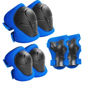 Knee Pads Children, Protectors Children, Inline Protective Equipment Children, Knee Pads 3-8 Years Old Children's Protector Set, Suitable for Skating, Bikes, Skateboarding (Blue)