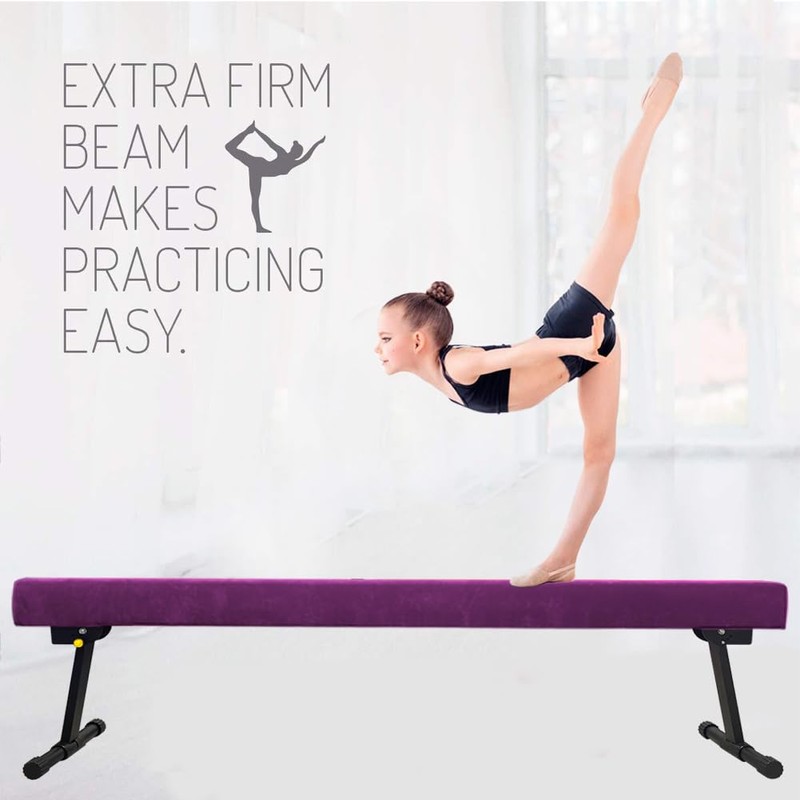 GBVUGY Adjustable&Foldable Gymnastics Balance Beam,6FT High-Low Level Floor Gymnastic Beam,No