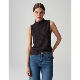 OPUS IDALA Women's Slim Jersey Top in Crinkle Look, Midnight Brown, 36