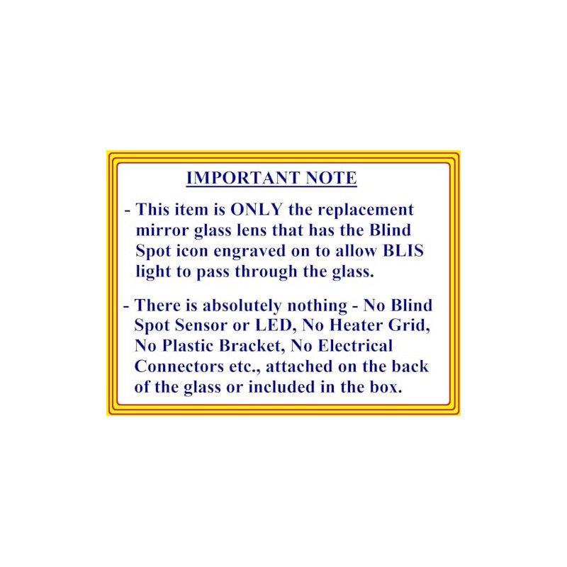 New Replacement Blind Spot Mirror Glass with Full Size Adhesive