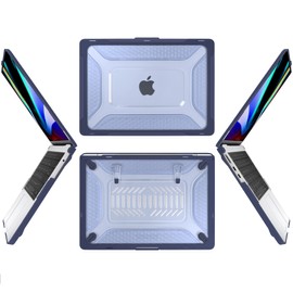 Batianda Upgraded Case for MacBook Air 15 inch 2025 2024 2023 Release M4 M3 M2 Chip A3241/A3114/A2941 Model,Honeycomb Heavy Duty Protective Hard Shell with TPU Bumper and Fold Kickstand, Navy