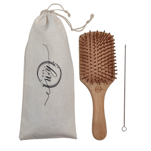 H&N SPA Bamboo Hair Brush for Detangling Thick and Curly Hair Bamboo Handle with Rounded Wooden Bristles Multi-Way Natural Brush with Bamboo Bristles For Natural Beautiful Hair