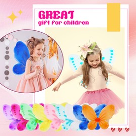 Flahard 18 Pack Girls Fairy Wings Bulk Butterfly Wings Butterfly Angel Costume Wing for Kids Cosplay Wedding Decoration Party Dress up, 9 Colors