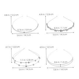 FRCOLOR 4 Pcs Rhinestone Hair Crystal Tiaras Crown for Women Elegant Bridal Headbands with Sparkling Accents Fashionable Accessories for Prom and Weddings