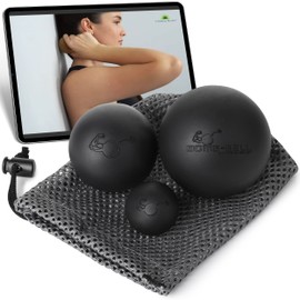 Bomb Ball Black Massage Ball Set - Fascia + Lacrosse Balls for Ultimate Muscle Relaxation, Self-Massage, Fascia Training + Trigger Point Therapy