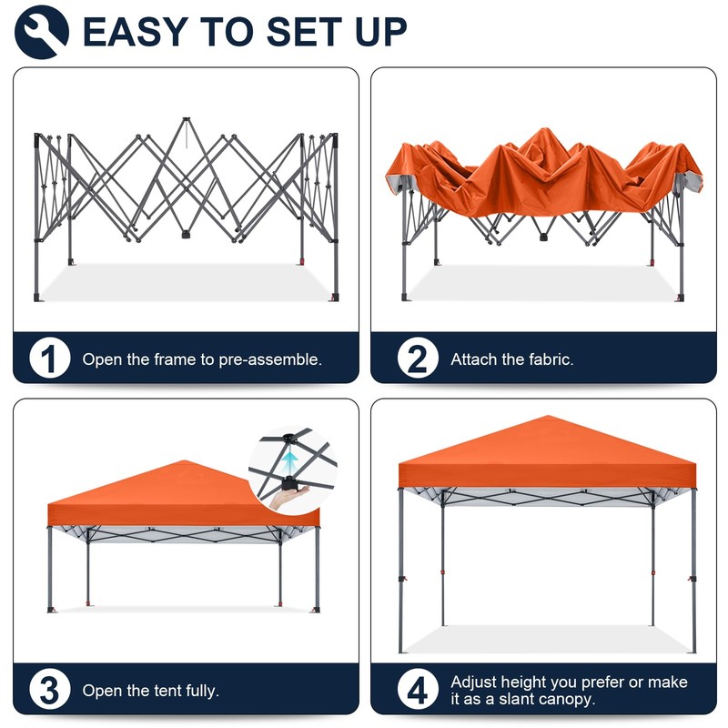 COOSHADE Durable Easy Pop Up Canopy Tent 10x10Ft, Orange