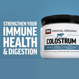 Primal Origins Bovine Colostrum Powder, Supports Gut Health & Immunity, Pasture-Raised, Grass Fed, Hormone-Free, Supplement Healthcare Vitamin