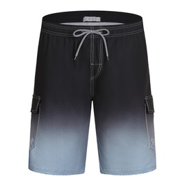 APTRO Men's Swim Trunks Quick Dry Bathing Suit Swim Shorts HW181 Gradient Black 1XL