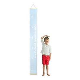 Morxy Canvas Growth Chart for Kids - Unisex Kids Room Wall Decor - Gray Wall Tape with Height Chart for Kids Blue