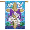 Briarwood Lane Easter Lily Cross Holiday House Flag 28" x