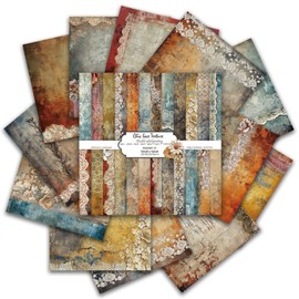 Jacone 12’’x12’’ Scrapbook Paper, 24 Sheets Double-Sided Colorful Scrapbook Pad Decorative Craft Paper for Photo Album Junk Journals DIY Decor (Lace)